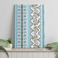 Hawaii Makahiki Turtle Canvas Wall Art Blue Tapa Pattern - Polynesian Pride