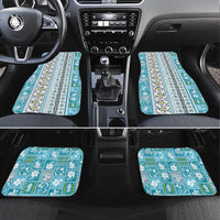 Hawaii Makahiki Turtle Car Mats Blue Tapa Pattern - Polynesian Pride