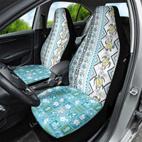 Hawaii Makahiki Turtle Car Seat Cover Blue Tapa Pattern - Polynesian Pride