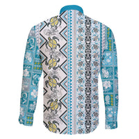Hawaii Makahiki Turtle Family Matching Puletasi and Hawaiian Shirt Blue Tapa Pattern - Polynesian Pride