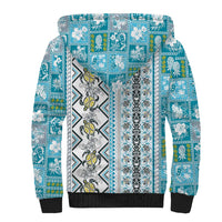 Hawaii Makahiki Turtle Sherpa Hoodie Blue Tapa Pattern - Polynesian Pride