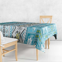 Hawaii Makahiki Turtle Tablecloth Blue Tapa Pattern - Polynesian Pride