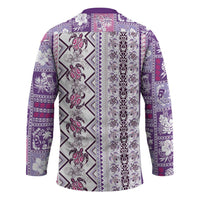 Hawaii Makahiki Turtle Hockey Jersey Violet Tapa Pattern - Polynesian Pride