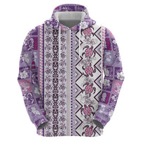 Hawaii Makahiki Turtle Hoodie Violet Tapa Pattern - Polynesian Pride
