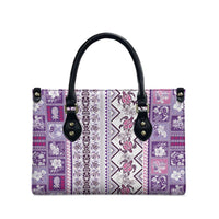 Hawaii Makahiki Turtle Leather Bag Violet Tapa Pattern - Polynesian Pride
