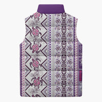Hawaii Makahiki Turtle Sleeveless Puffer Jacket Violet Tapa Pattern - Polynesian Pride