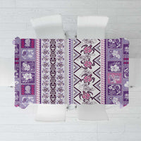 Hawaii Makahiki Turtle Tablecloth Violet Tapa Pattern - Polynesian Pride