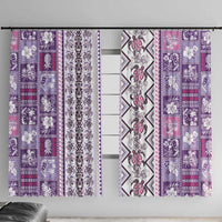 Hawaii Makahiki Turtle Window Curtain Violet Tapa Pattern - Polynesian Pride