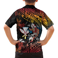 Hawaii And Japan Family Matching Off Shoulder Short Dress and Hawaiian Shirt Koi Fish With Kanaka Maoli
