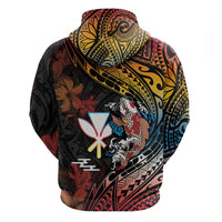 Hawaii And Japan Zip Hoodie Koi Fish With Kanaka Maoli LT05 - Polynesian Pride