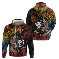 Hawaii And Japan Zip Hoodie Koi Fish With Kanaka Maoli LT05 - Polynesian Pride