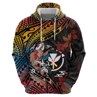 Hawaii And Japan Zip Hoodie Koi Fish With Kanaka Maoli LT05 - Polynesian Pride