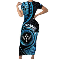 Personalised Kosrae Constitution Day Family Matching Short Sleeve Bodycon Dress and Hawaiian Shirt Ocean Floral Pattern