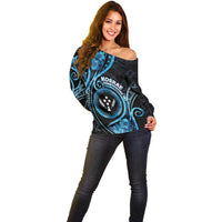 Personalised Kosrae Constitution Day Off Shoulder Sweater Ocean Floral Pattern