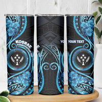 Personalised Kosrae Constitution Day Skinny Tumbler Ocean Floral Pattern