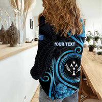 Personalised Kosrae Constitution Day Women Casual Shirt Ocean Floral Pattern