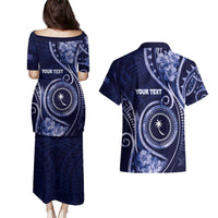 Personalised FSM Chuuk Couples Matching Puletasi and Hawaiian Shirt Ocean Floral Pattern LT05 - Polynesian Pride