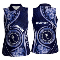 Personalised FSM Chuuk Women Sleeveless Polo Shirt Ocean Floral Pattern