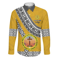 Personalised Anastasis College Family Matching Summer Maxi Dress and Hawaiian Shirt Tonga Unique Style LT05 Dad's Shirt - Long Sleeve Yellow - Polynesian Pride