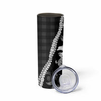 Hawaii Ukulele Skinny Tumbler Tropical Flowers With Palaka Effect Black Version LT05 - Polynesian Pride