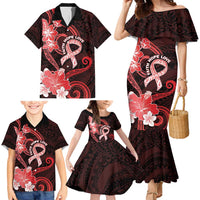 Heart Health Awareness Family Matching Mermaid Dress and Hawaiian Shirt Warrior Wears Red Polynesian Style