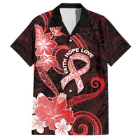 Heart Health Awareness Family Matching Off Shoulder Maxi Dress and Hawaiian Shirt Warrior Wears Red Polynesian Style
