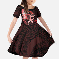 Heart Health Awareness Family Matching Short Sleeve Bodycon Dress and Hawaiian Shirt Warrior Wears Red Polynesian Style
