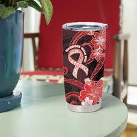 Heart Health Awareness Tumbler Cup Warrior Wears Red Polynesian Style