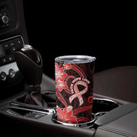 Heart Health Awareness Tumbler Cup Warrior Wears Red Polynesian Style