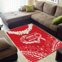 Heart Health Awareness Area Rug Polynesian Red Ribbon