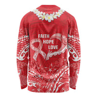 Heart Health Awareness Long Sleeve Shirt Polynesian Red Ribbon LT05 - Polynesian Pride