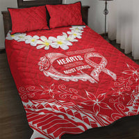 Heart Health Awareness Quilt Bed Set Polynesian Red Ribbon