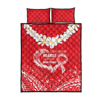 Heart Health Awareness Quilt Bed Set Polynesian Red Ribbon