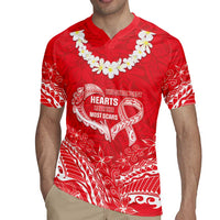 Heart Health Awareness Rugby Jersey Polynesian Red Ribbon