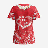 Heart Health Awareness Scrub Top Polynesian Red Ribbon - Polynesian Pride