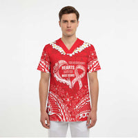 Heart Health Awareness Scrub Top Polynesian Red Ribbon - Polynesian Pride