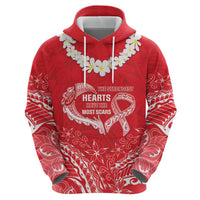 Heart Health Awareness Zip Hoodie Polynesian Red Ribbon