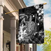Hawaii King Kamehameha Day Garden Flag Polynesian Pattern Mix Hibiscus Black