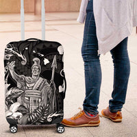 Hawaii King Kamehameha Day Luggage Cover Polynesian Pattern Mix Hibiscus Black LT05 Black - Polynesian Pride