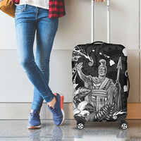 Hawaii King Kamehameha Day Luggage Cover Polynesian Pattern Mix Hibiscus Black LT05 - Polynesian Pride
