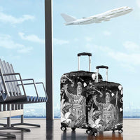 Hawaii King Kamehameha Day Luggage Cover Polynesian Pattern Mix Hibiscus Black LT05 - Polynesian Pride