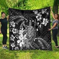 Hawaii King Kamehameha Day Quilt Polynesian Pattern Mix Hibiscus Black