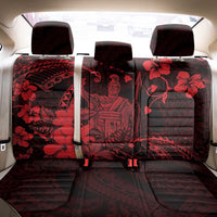Hawaii King Kamehameha Day Back Car Seat Cover Polynesian Pattern Mix Hibiscus Red