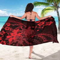 Hawaii King Kamehameha Day Sarong Polynesian Pattern Mix Hibiscus Red