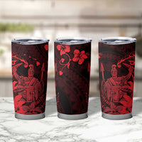 Hawaii King Kamehameha Day Tumbler Cup Polynesian Pattern Mix Hibiscus Red