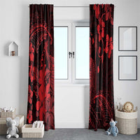 Hawaii King Kamehameha Day Window Curtain Polynesian Pattern Mix Hibiscus Red