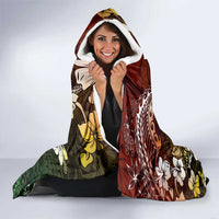 Hawaii King Kamehameha Day Hooded Blanket Polynesian Pattern Mix Hibiscus Reggae
