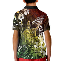 Hawaii King Kamehameha Day Kid Polo Shirt Polynesian Pattern Mix Hibiscus Reggae LT05 - Polynesian Pride
