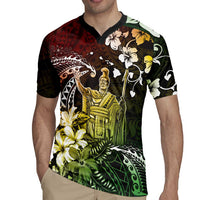 Hawaii King Kamehameha Day Rugby Jersey Polynesian Pattern Mix Hibiscus Reggae