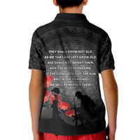 Cook Islands ANZAC Day Kid Polo Shirt Soldier Silhouette Remembrance